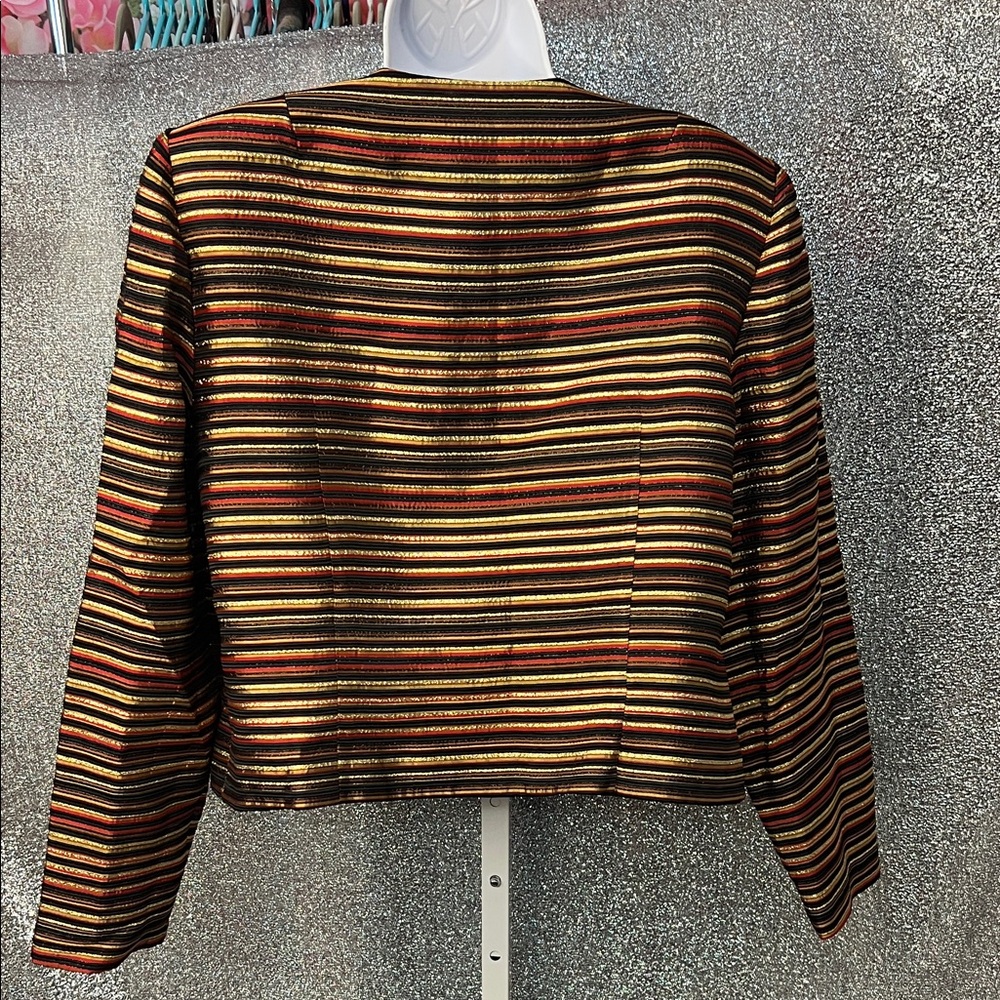 Maggy London Striped Blazer with Earthy Tones - Picture 2 of 4